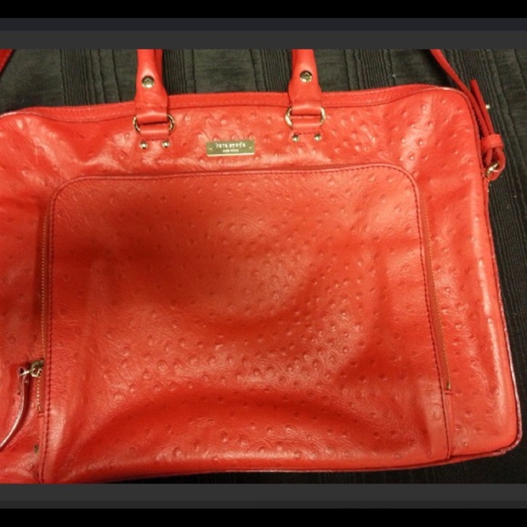 Kate Spade Red Ostrich Laptop Bag PO91 - Picture 2 of 7